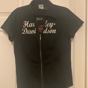 Harley Davidson zip front shirt